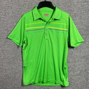 Novara Cycling Polo Shirt Mens Lime Green Short Sleeve Zip Pockets Size M